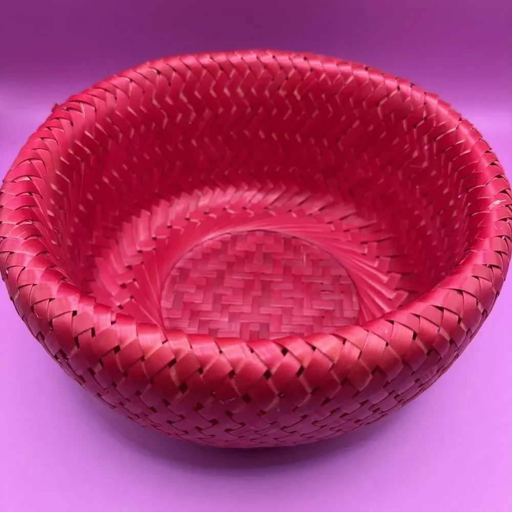 Bambu Vintage Crate & Barrel Bamboo Red Gradient Decorative Basket